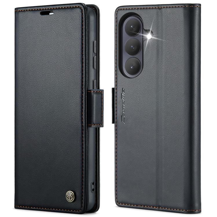 CaseMe 023 Custodia per telefono in pelle antifurto con fibbia a farfalla e texture Litchi RFID, For Galaxy S26+ 5G, For Galaxy S26 Ultra 5G, For Galaxy S26 5G, For Galaxy A57 5G