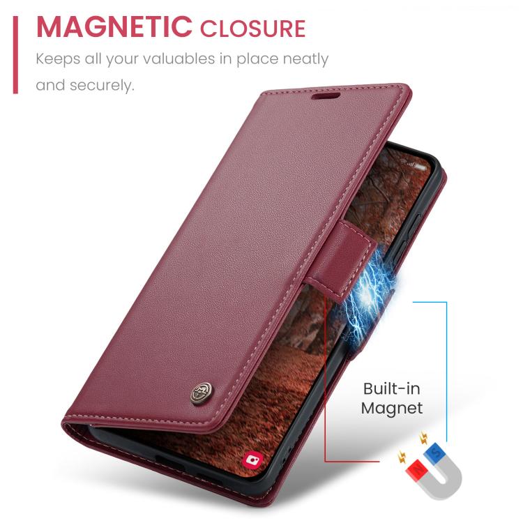 CaseMe 023 Custodia per telefono in pelle antifurto con fibbia a farfalla e texture Litchi RFID, For Galaxy S26+ 5G, For Galaxy S26 Ultra 5G, For Galaxy S26 5G, For Galaxy A57 5G