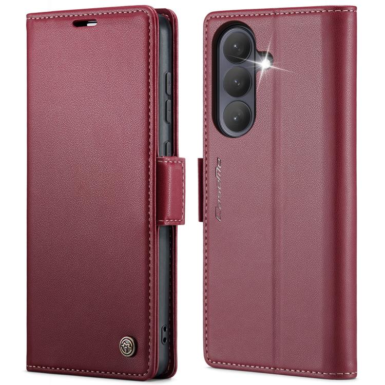 CaseMe 023 Custodia per telefono in pelle antifurto con fibbia a farfalla e texture Litchi RFID, For Galaxy S26+ 5G, For Galaxy S26 Ultra 5G, For Galaxy S26 5G, For Galaxy A57 5G