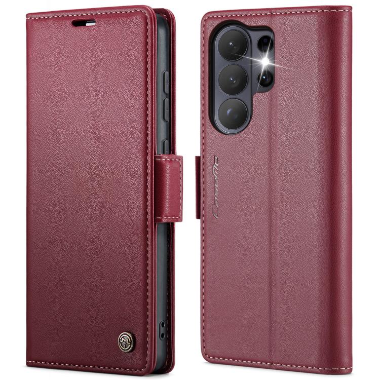 CaseMe 023 Custodia per telefono in pelle antifurto con fibbia a farfalla e texture Litchi RFID, For Galaxy S26+ 5G, For Galaxy S26 Ultra 5G, For Galaxy S26 5G, For Galaxy A57 5G