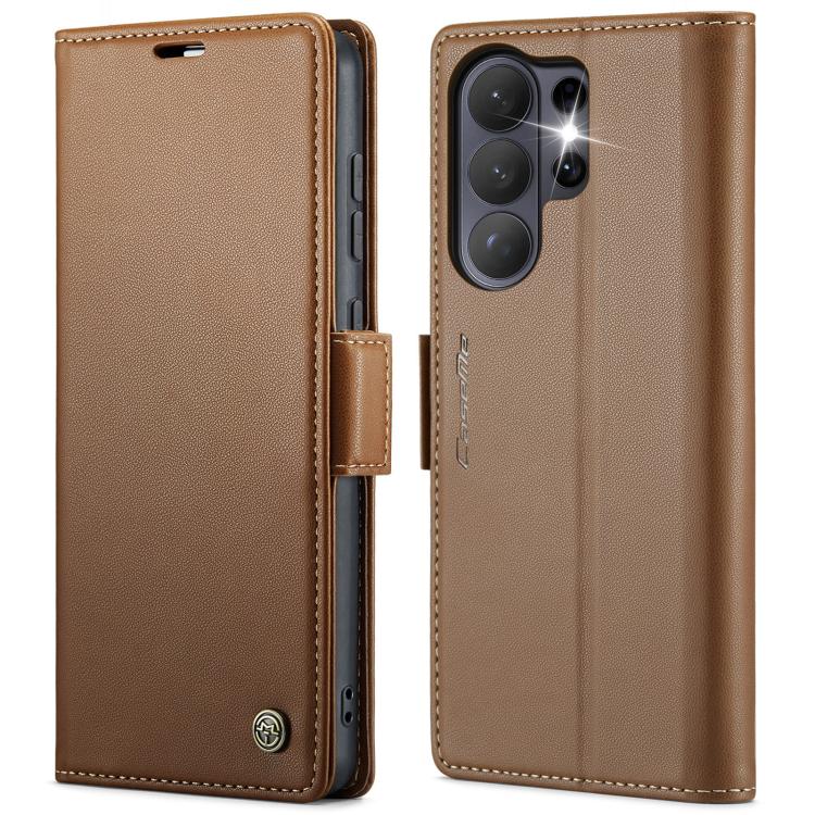 CaseMe 023 Custodia per telefono in pelle antifurto con fibbia a farfalla e texture Litchi RFID, For Galaxy S26+ 5G, For Galaxy S26 Ultra 5G, For Galaxy S26 5G, For Galaxy A57 5G