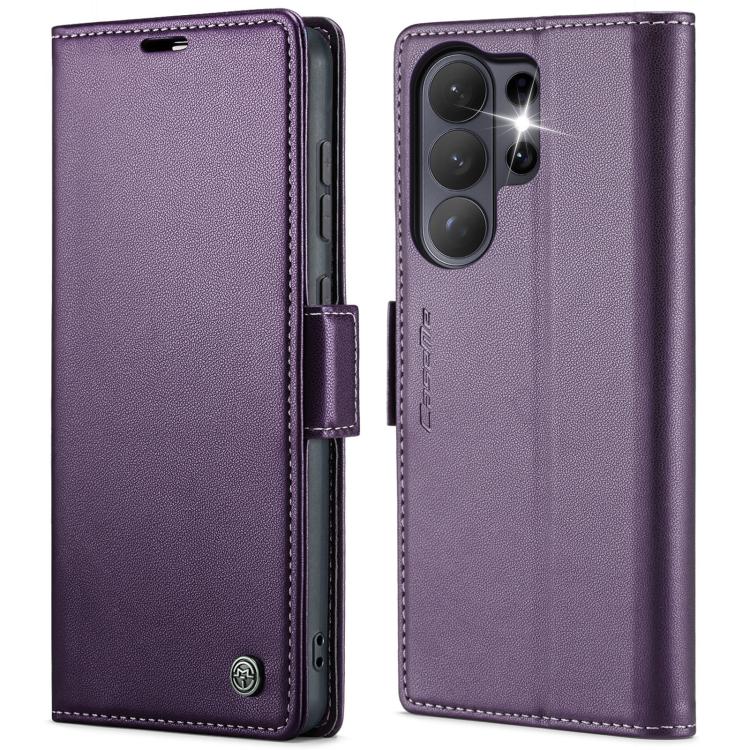 CaseMe 023 Custodia per telefono in pelle antifurto con fibbia a farfalla e texture Litchi RFID, For Galaxy S26+ 5G, For Galaxy S26 Ultra 5G, For Galaxy S26 5G, For Galaxy A57 5G