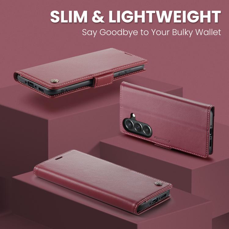 CaseMe 023 Custodia per telefono in pelle antifurto con fibbia a farfalla e texture Litchi RFID, For Galaxy A37 5G, For Galaxy A27 5G, For Galaxy S25 FE 5G, For Galaxy Z Fold7