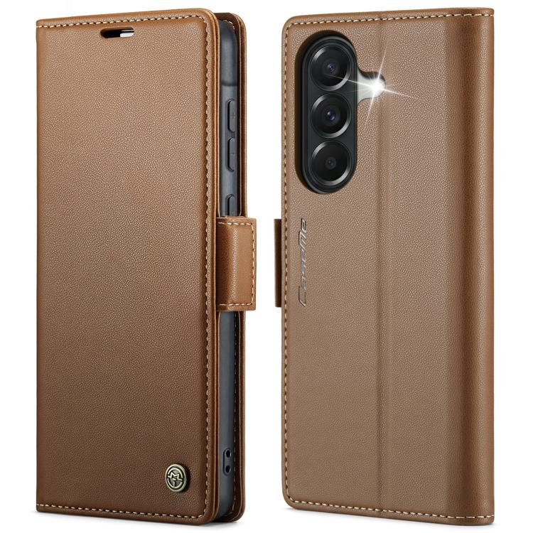 CaseMe 023 Custodia per telefono in pelle antifurto con fibbia a farfalla e texture Litchi RFID, For Galaxy S26+ 5G, For Galaxy S26 Ultra 5G, For Galaxy S26 5G, For Galaxy A57 5G