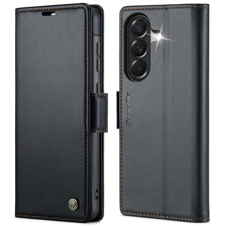 CaseMe 023 Custodia per telefono in pelle antifurto con fibbia a farfalla e texture Litchi RFID, For Galaxy S26+ 5G, For Galaxy S26 Ultra 5G, For Galaxy S26 5G, For Galaxy A57 5G