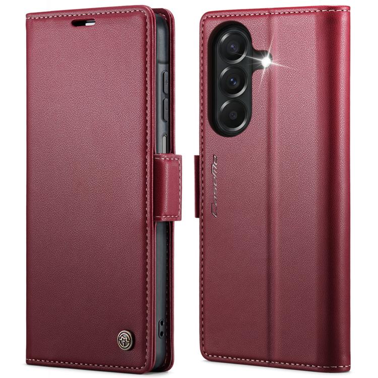 CaseMe 023 Custodia per telefono in pelle antifurto con fibbia a farfalla e texture Litchi RFID, For Galaxy A37 5G, For Galaxy A27 5G, For Galaxy S25 FE 5G, For Galaxy Z Fold7