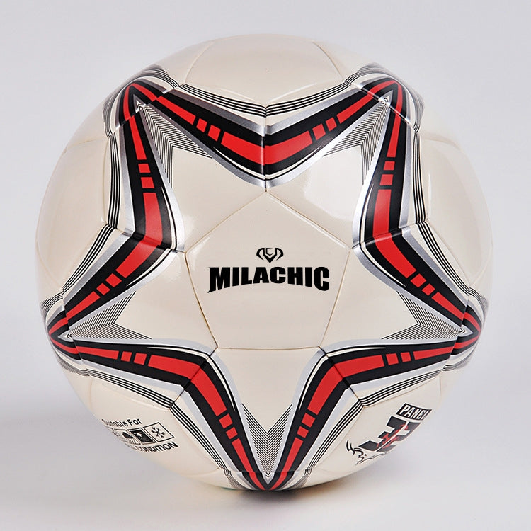 MILACHIC Pallone da allenamento da competizione in pelle PU antideflagrante con motivo a stella a cinque punte grande, Number 4 ( For 5-7 People), Number 5 ( For 11 People)