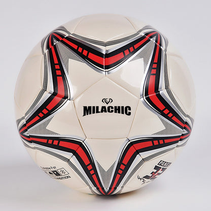MILACHIC Pallone da allenamento da competizione in pelle PU antideflagrante con motivo a stella a cinque punte grande, Number 4 ( For 5-7 People), Number 5 ( For 11 People)