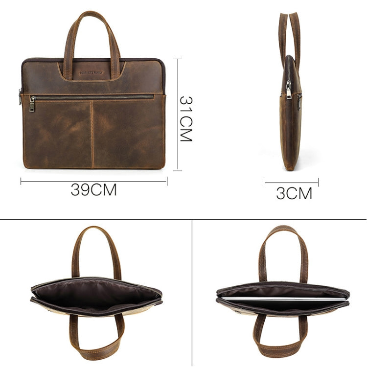 CONTATTI FAMIGLIA CF3010 Borsa multifunzionale per laptop in pelle Crazy Horse per Macbook Pro 16 pollici, For Macbook Pro 16 Inch