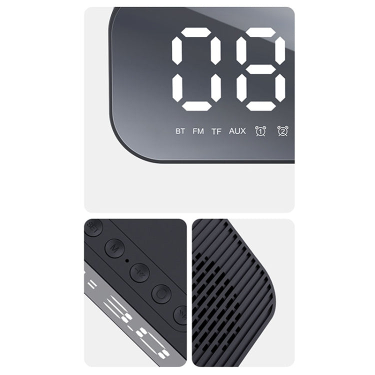 Havit M3 Subwoofer Mini Mirror Clock Altoparlante Bluetooth, Spsc:, 1200mAh (Black）, 1200mAh (White)