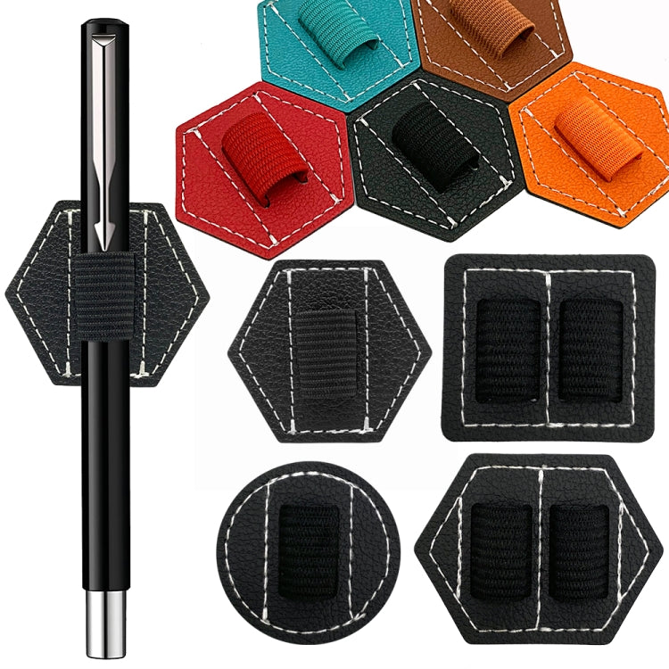 5 pezzi portapenne capacitivo portapenne autoadesivo portapenne in PU, stile:, Hexagonal Black, Hexagonal Blue, Hexagonal Orange, Hexagonal Red, Hexagonal Brown, Hexagon Double Black, Rectangular Double Black, Round