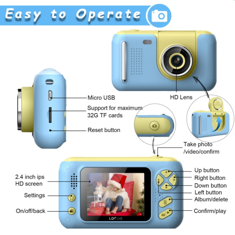 Fotocamera SLR reversibile HD per bambini da 2,4 pollici, Pink, Yellow Blue, Pink With Bracket, Yellow Blue With Bracket, Pink + 8G Memory Card + Card Reader, Pink + 16G Memory Card + Card Reader, Pink + 32G Memory Card + Card Reader�������������������...
