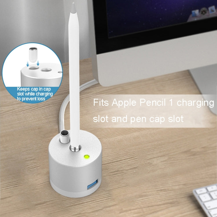 Per Apple Pencil 1 Adattatore di ricarica USB Base in metallo con indicatore LED, A48 Black