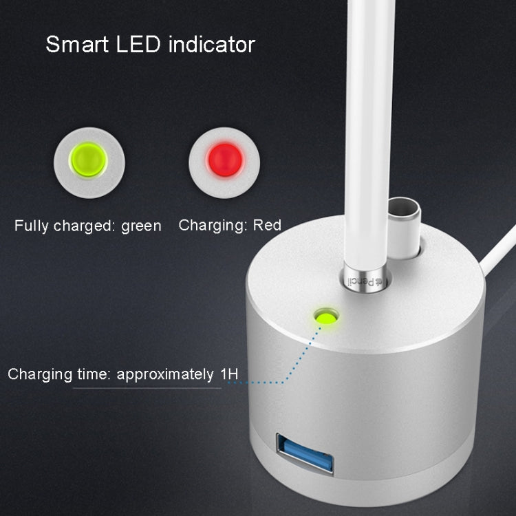 Per Apple Pencil 1 Adattatore di ricarica USB Base in metallo con indicatore LED, A48 Black