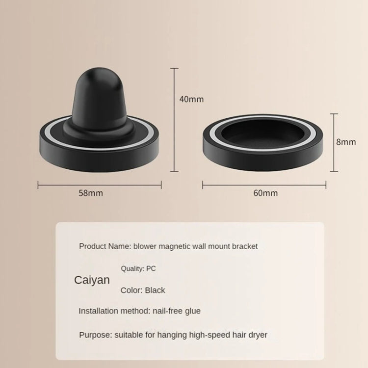 Gancio portaoggetti per ugello con supporto magnetico per ventilatore a parete per bagno senza perforazione, For Dyson Hair Dryer, For Dyson Hair Dryer Nozzle