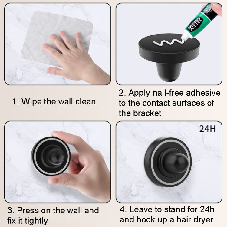 Gancio portaoggetti per ugello con supporto magnetico per ventilatore a parete per bagno senza perforazione, For Dyson Hair Dryer, For Dyson Hair Dryer Nozzle