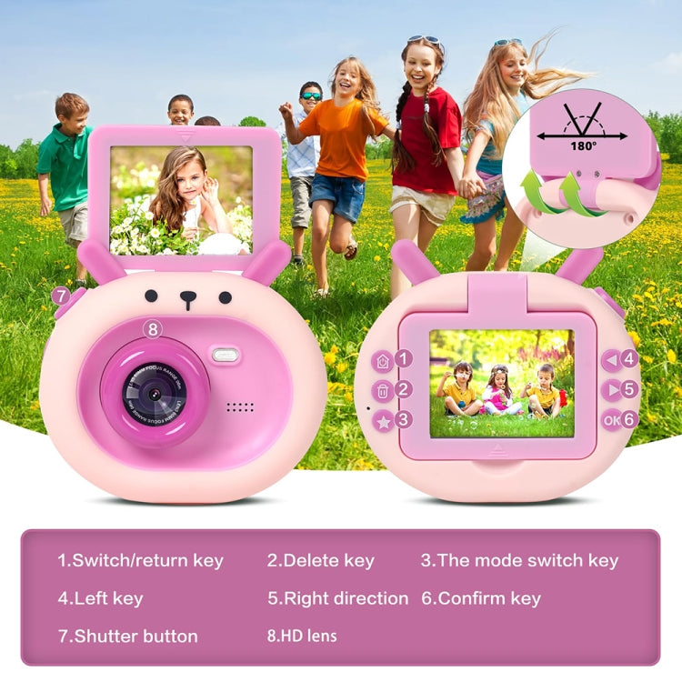 Fotocamera digitale per bambini S2 da 2,4 pollici con schermo ribaltabile a 180 gradi 1080P HD con supporto