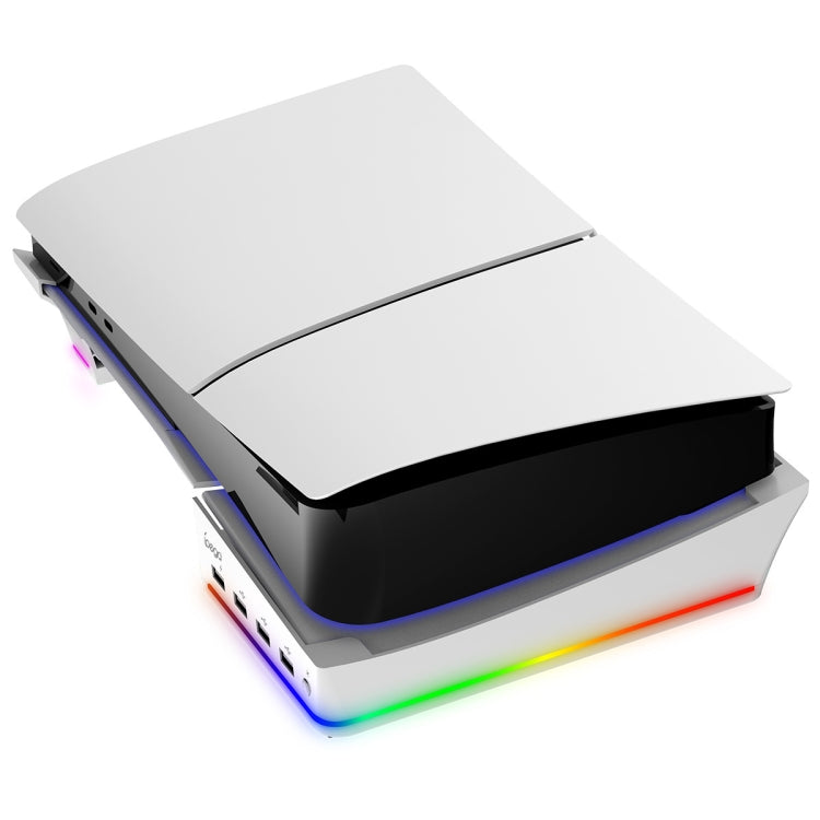 Per Sony PS5 Slim IPEGA PG-P5S021 Supporto orizzontale host luce RGB con 4 HUB USB, White
