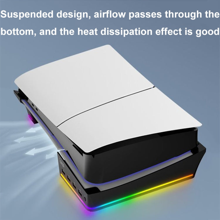 Per Sony PS5 Slim IPEGA PG-P5S021 Supporto orizzontale host luce RGB con 4 HUB USB, White