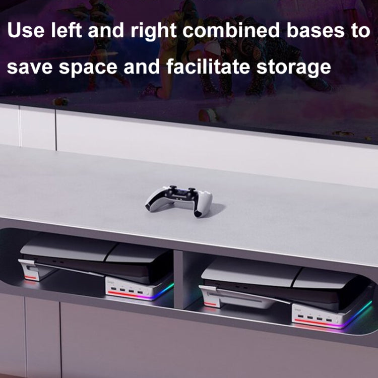 Per Sony PS5 Slim IPEGA PG-P5S021 Supporto orizzontale host luce RGB con 4 HUB USB, White
