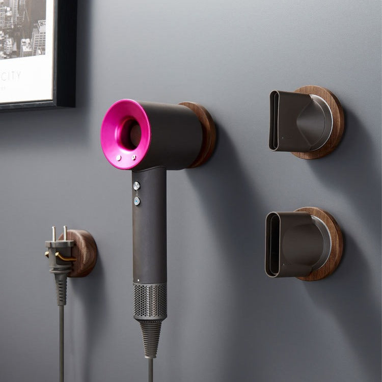 Scaffale in legno per portaoggetti a parete in noce, For Dyson Nozzle, For Dyson Hair Dryer Plug