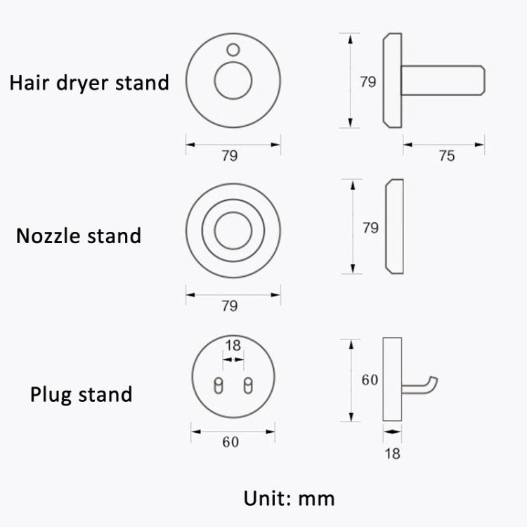Scaffale in legno per portaoggetti a parete in noce, For Dyson Nozzle, For Dyson Hair Dryer Plug