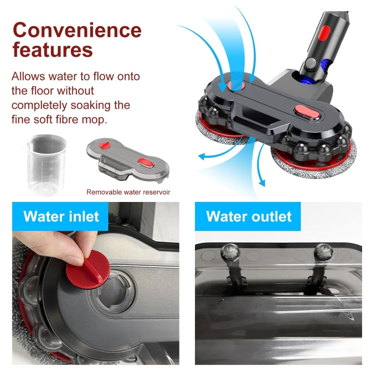 Aspirapolvere elettrico con testa per mocio con serbatoio dell'acqua staccabile e 6 panni per mocio, For Dyson V7 / V8 / V10 / V11 / V15 / G5, For Dyson V6 / DC62, For Dyson V10 Slim / V12