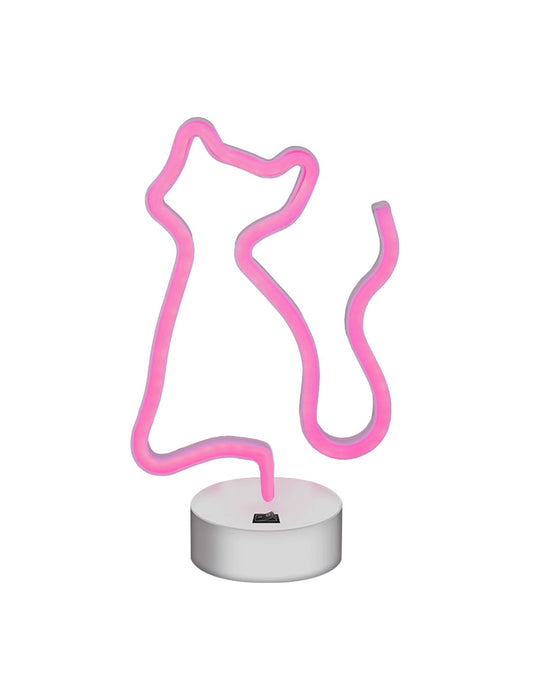 Pink Cat - Lampada Neon LED con base d'appoggio