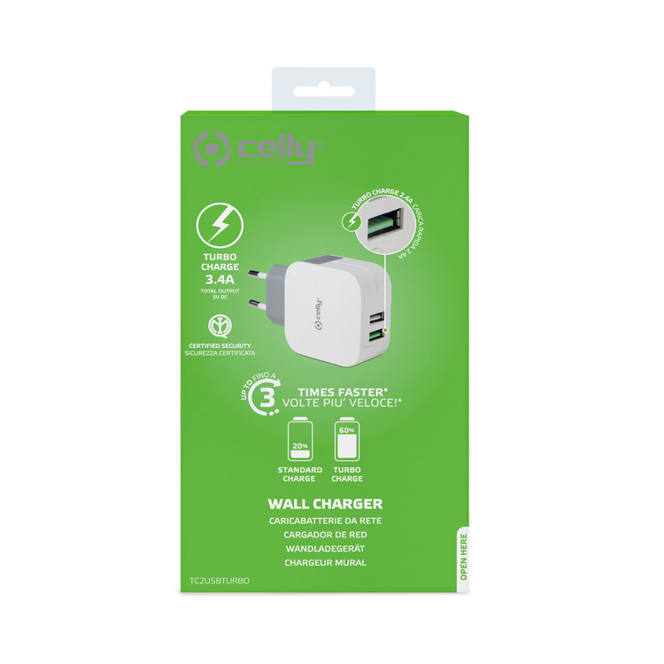 Caricabatterie - TURBO WALL CHARGER - UNIVERSAL [TURBO] CELLY