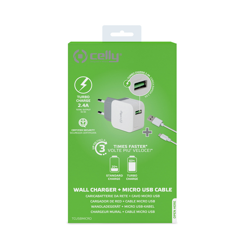 WALL CHARGER + MICROUSB CABLE